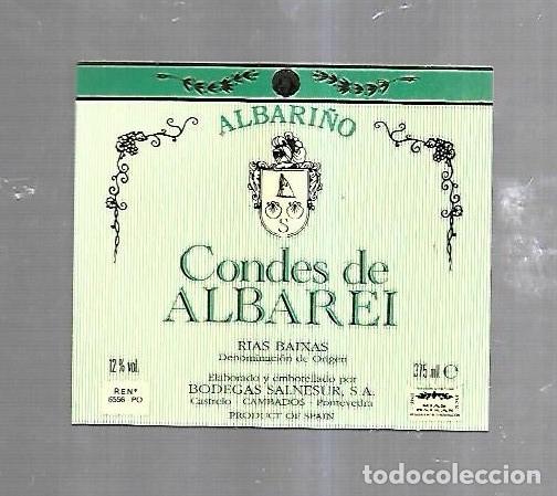 Etichette antiche: ETIQUETA DE VINO. ALBARI&Ntilde;O. CONDES DE ALBAREI. RIAS BAIXAS. BODEGAS SALNESUR