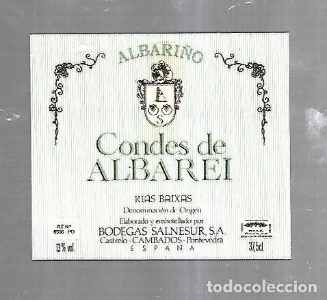 Etichette antiche: ETIQUETA DE VINO. CONDES DE ALBAREI. ALBARI&Ntilde;O. RIAS BAIXAS