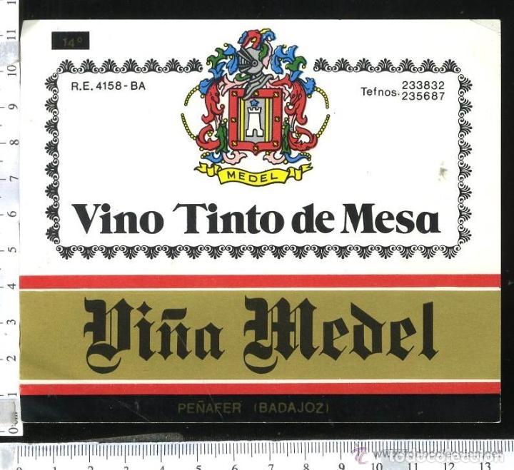 Etiquetas antiguas: ETIQUETA DE VINO TINTO DE MESA VI&Ntilde;A MEDEL