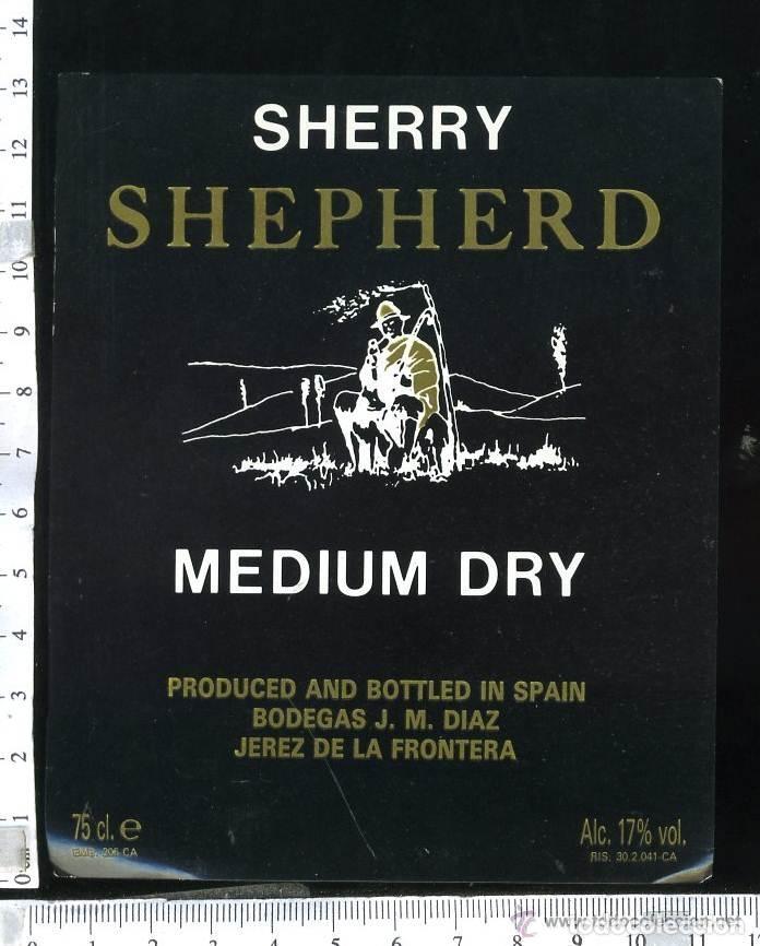 Etiquetas antiguas: ETIQUETA DE VINO SHERRY SHEPHERD , JEREZ DE LA FRONTERA