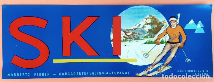 Etiquetas antiguas: GRAN ETIQUETA CARTEL ITO NARANJAS ESQUI SKI ROBERTO FERRER CARCAGENTE ALARGADA ORIGINAL ORIGINAL