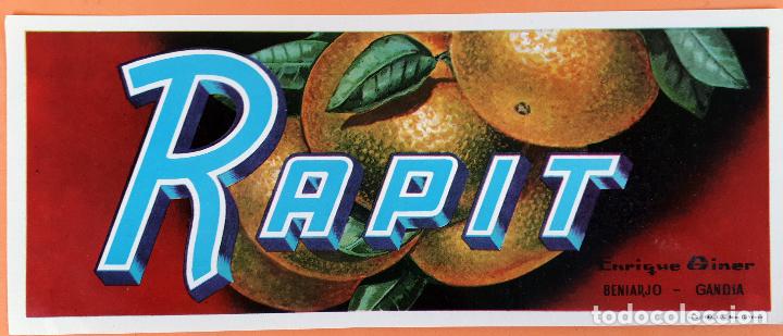 Etiquetas antiguas: ETIQUETA CARTEL ITO NARANJAS RAPID ENRIQUE GINER BENIARJO GANDIA ALARGADA ORIGINAL K14L
