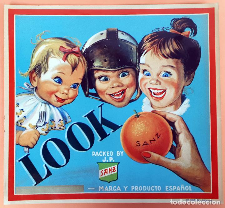Etiquetas antiguas: GRAN ETIQUETA CARTEL ITO NARANJAS LOOK NI&Ntilde;OS SANZ VILLARREAL CASTELLON ANTIGUA ORIGINAL K7