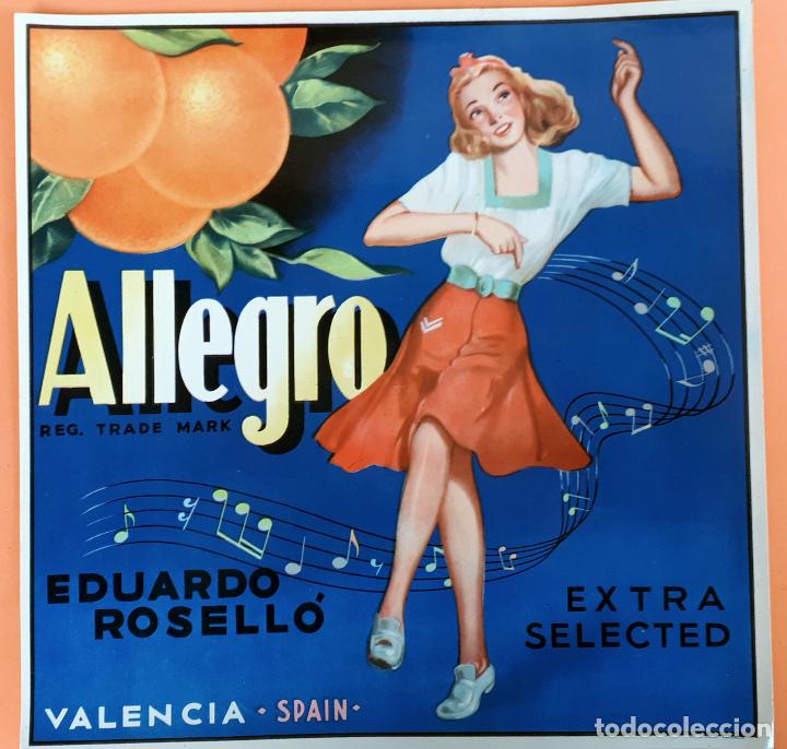 Etiquetas antiguas: GRAN ETIQUETA CARTEL ITO NARANJAS ALLEGRO EDUARDO ROSELLO VALENCIA ANTIGUA ORIGINAL K3