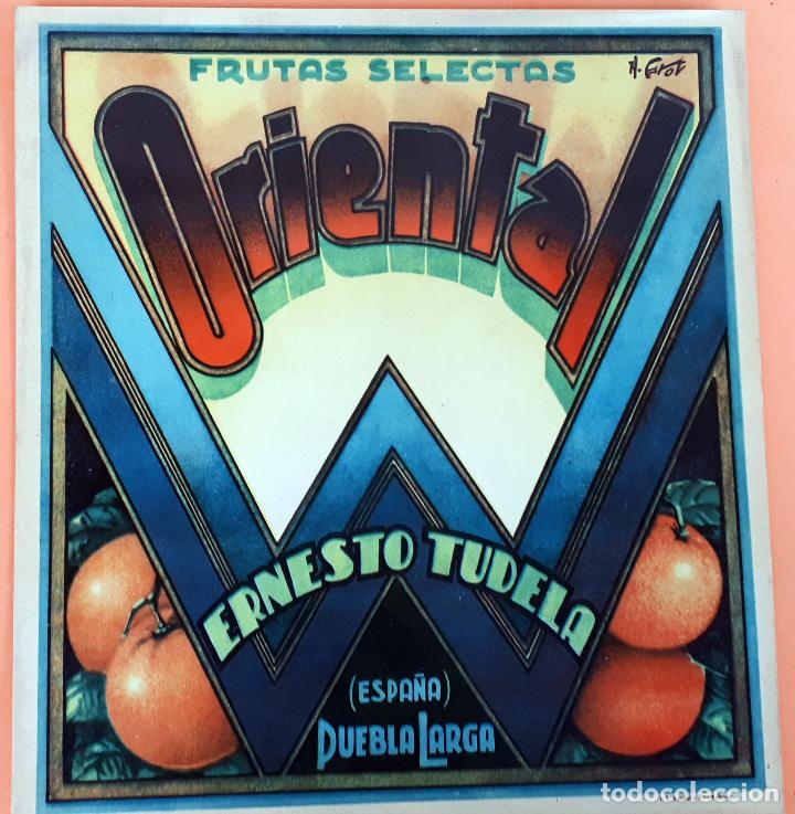Old Labels: GRAN ETIQUETA CARTEL ITO NARANJAS ORIENTAL ERNESTO TUDELA PUEBLA LARGA GRANDE ORIGINAL K1
