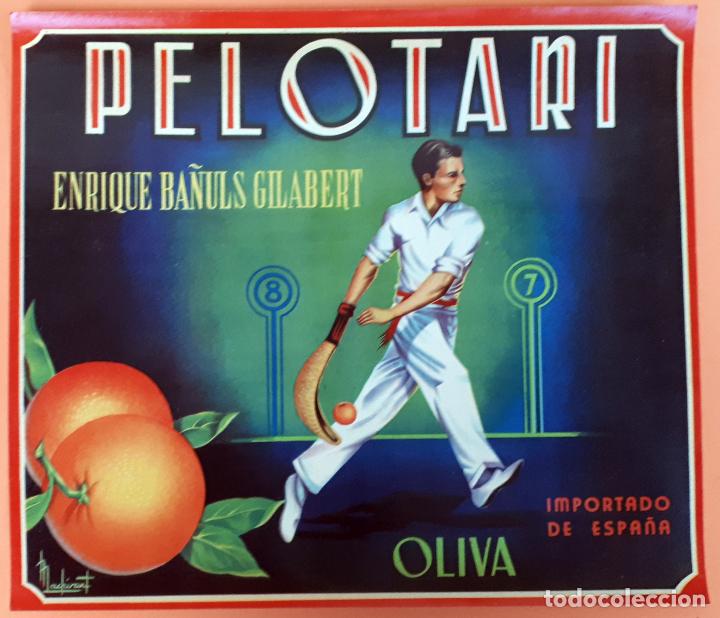 Etiquetas antiguas: CARTEL ITO ETIQUETA NARANJAS PELOTARI PELOTA VASCA CON CESTA BA&Ntilde;ULS OLIVA VALENCIA ORIGINAL K4