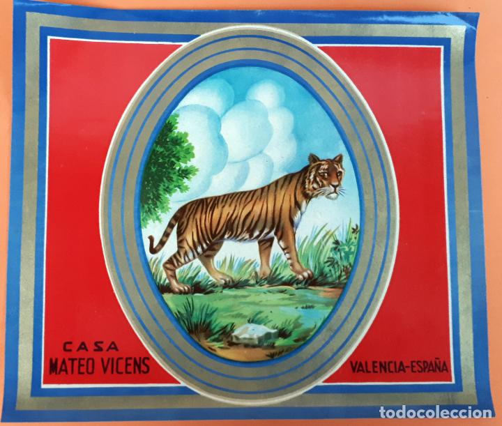Old Labels: GRAN ETIQUETA CARTEL ITO NARANJAS MATEO VICENS TIGRE VALENCIA GRANDE ORIGINAL K3
