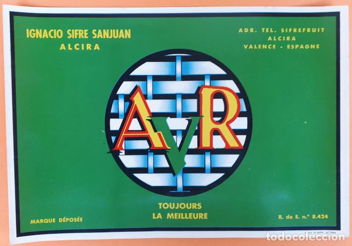 Old Labels: GRAN ETIQUETA CARTEL ITO NARANJAS A V R AVR VERDE IGNACIO SIFRE ALCIRA VALENCIA ORIGINAL K5