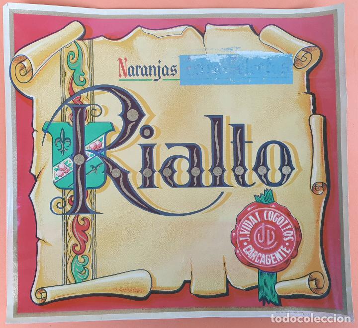 Old Labels: GRAN ETIQUETA CARTEL ITO NARANJAS RIALTO J VIDAL COGOLLOS CARCAGENTE VALENCIA GRANDE ORIGINAL K1
