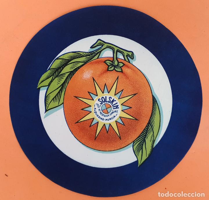 Etiquetas antiguas: GRAN ETIQUETA CARTEL ITO NARANJAS SOLSKIN REDONDA JOSE MESEGUER ALQUERIAS MURCIA ORIGINAL K6