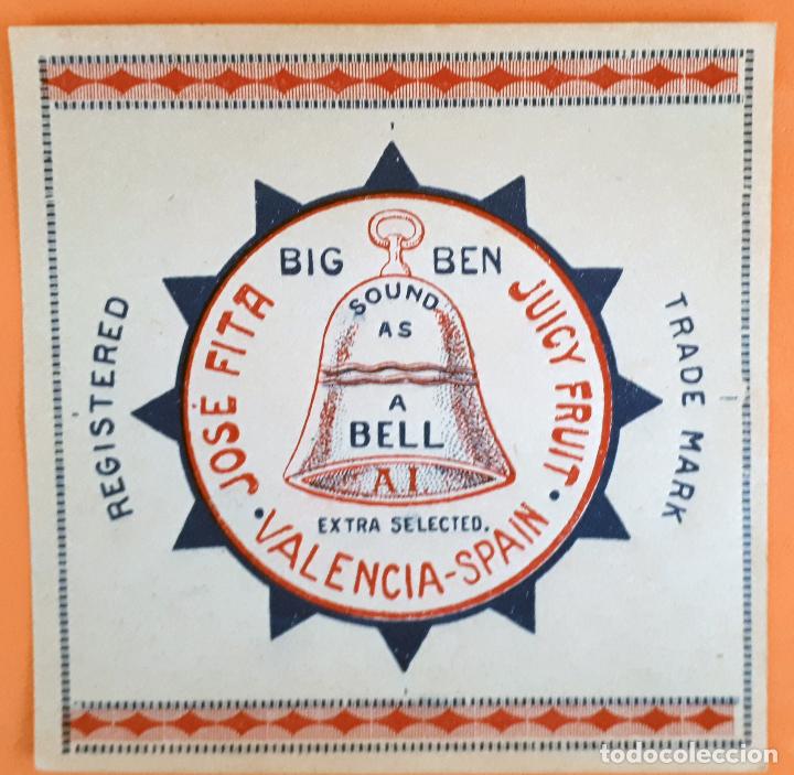 Etiquetas antiguas: GRAN ETIQUETA CARTEL ITO NARANJAS BIIG BEN JOSE FITA CAMPANA VALENCIA PEQUE&Ntilde;A ORIGINAL