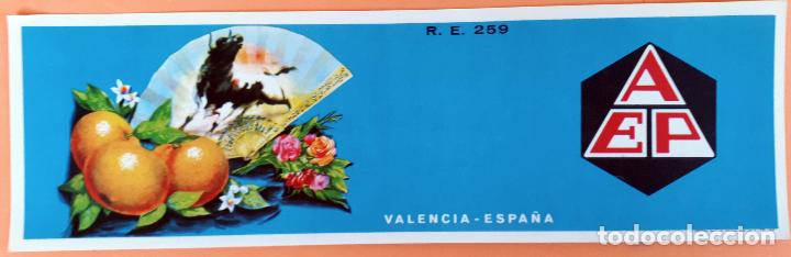 Old Labels: GRAN ETIQUETA CARTEL ITO NARANJAS AEP ABANICO VALENCIA ALARGADA ORIGINAL K14