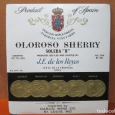 Etiquetas antiguas: ANTIGUA ETIQUETA, OLOROSO SHERRY J.DE LOS REYES JEREZ