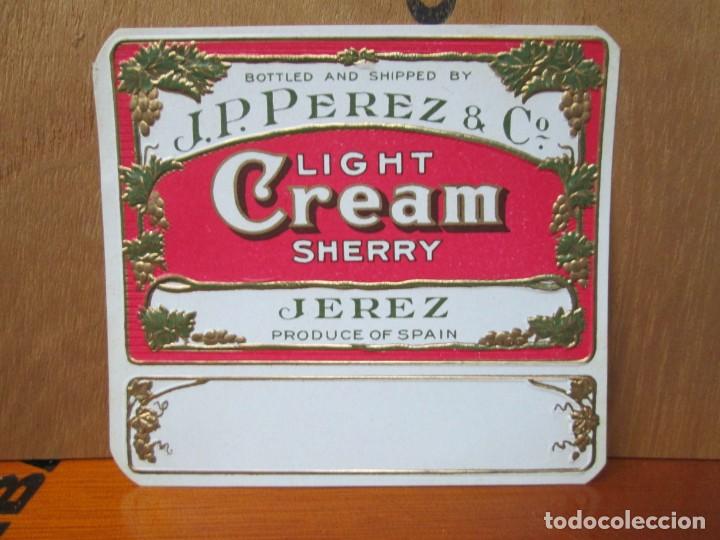 Etiquetas antigas: ANTIGUA ETIQUETA. LIGHT CREAM SHERRY JEREZ