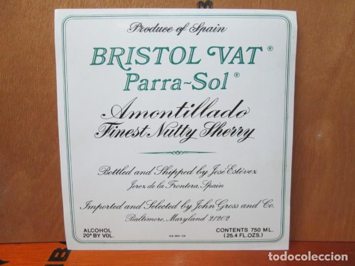 Etiquetas antigas: ANTIGUA ETIQUETA, BRISTOL VAT PARRA-SOL AMONTILLADO