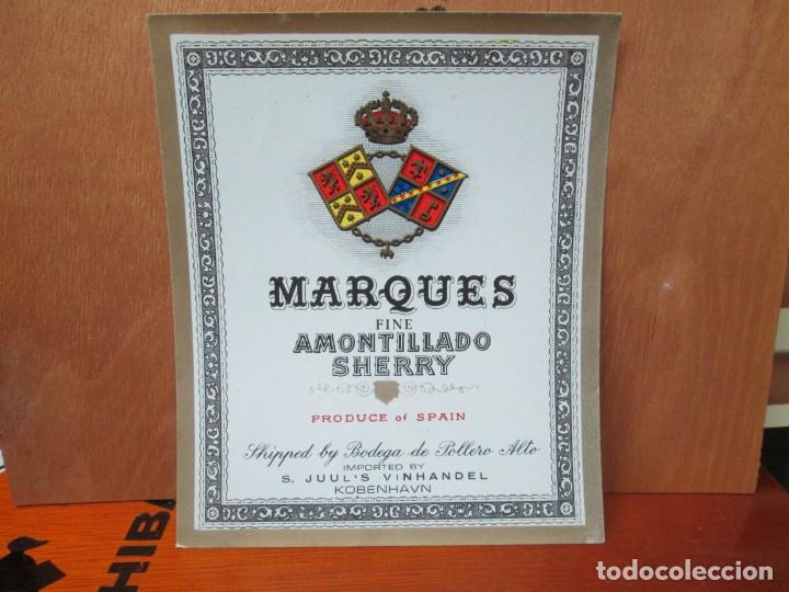 Etiquetas antigas: ANTIGUA ETIQUETA  MARQUES FINE AMONTILLADO SHERRY