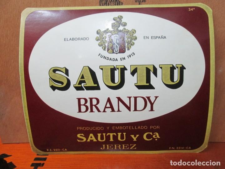 Etiquetas antiguas: ANTIGUA ETIQUETA, BRANDY SAUTU