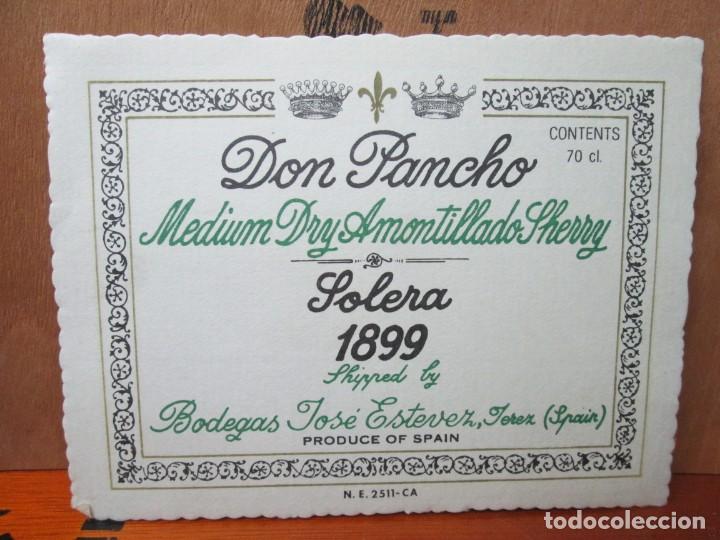 Etiquetas antigas: ANTIGUA ETIQUETA, DON PANCHO SOLERA 1899 AMONTILLADO.