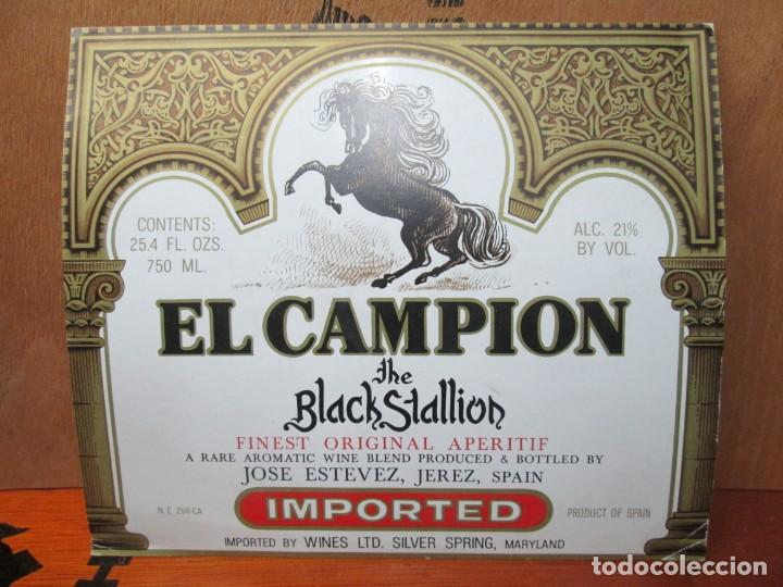 Old Labels: ANTIGUA ETIQUETA, EL CAMPION, DE JOSE ESTEVEZ