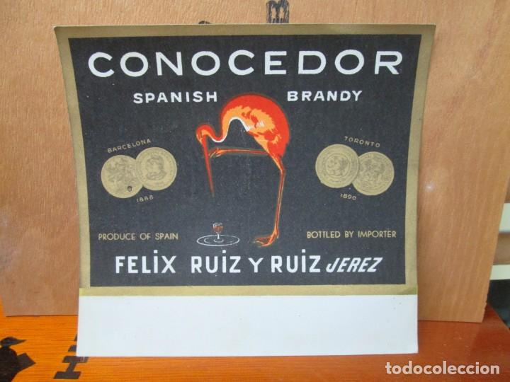 Etiquetas antiguas: ANTIGUA ETIQUETA, BRANDY CONOCEDOR
