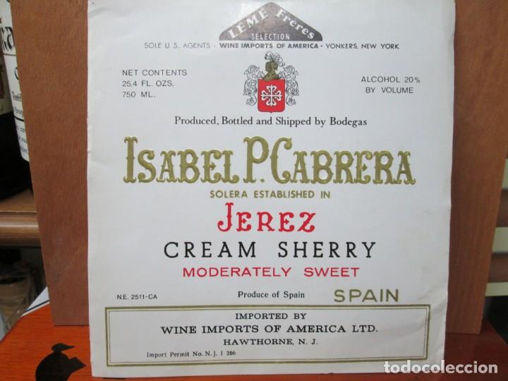 Old Labels: ANTIGUA ETIQUETA, ISABEL P.CABRERA CREAM SHERRY