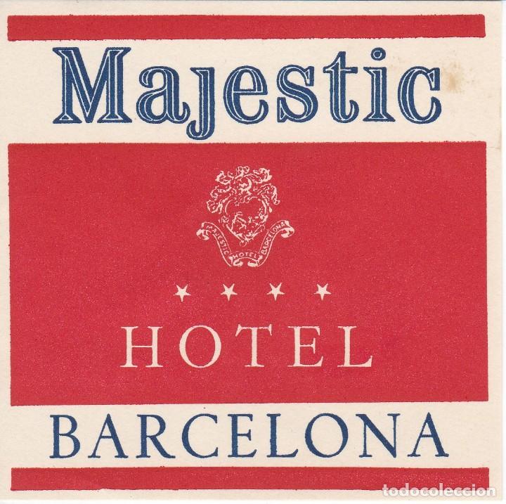 Etiquetas antiguas: ANTIGUA ETIQUETA DEL HOTEL MAJESTIC DE BARCELONA