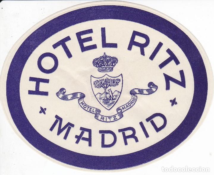 Etiquetas antiguas: ANTIGUA ETIQUETA DEL HOTEL RITZ DE MADRID