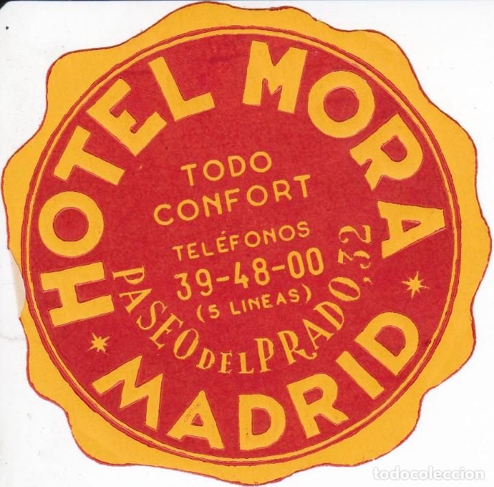Etiquetas antiguas: ANTIGUA ETIQUETA DEL HOTEL MORA DE MADRID