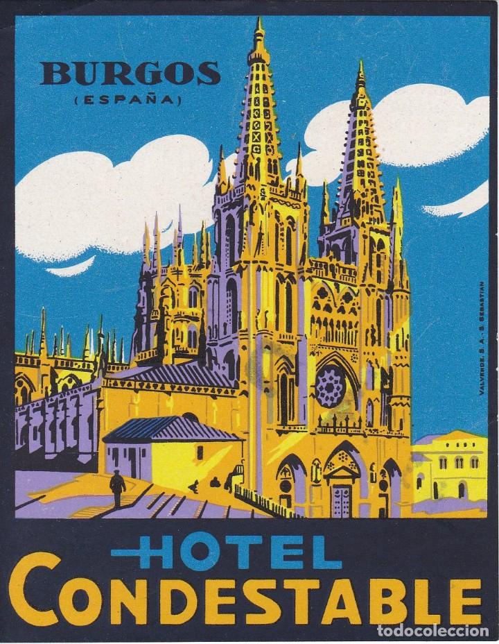 Etiquetas antiguas: ANTIGUA ETIQUETA DEL HOTEL CONDESTABLE DE BURGOS