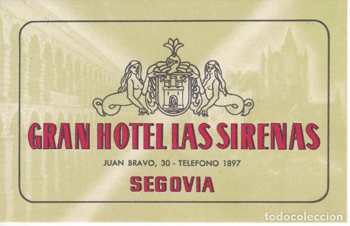 Etiquetas antiguas: ANTIGUA ETIQUETA DEL HOTEL LAS SIRENAS DE SEGOVIA