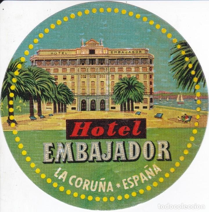 Etiquetas antiguas: ANTIGUA ETIQUETA DEL HOTEL EMBAJADOR DE LA CORU&Ntilde;A