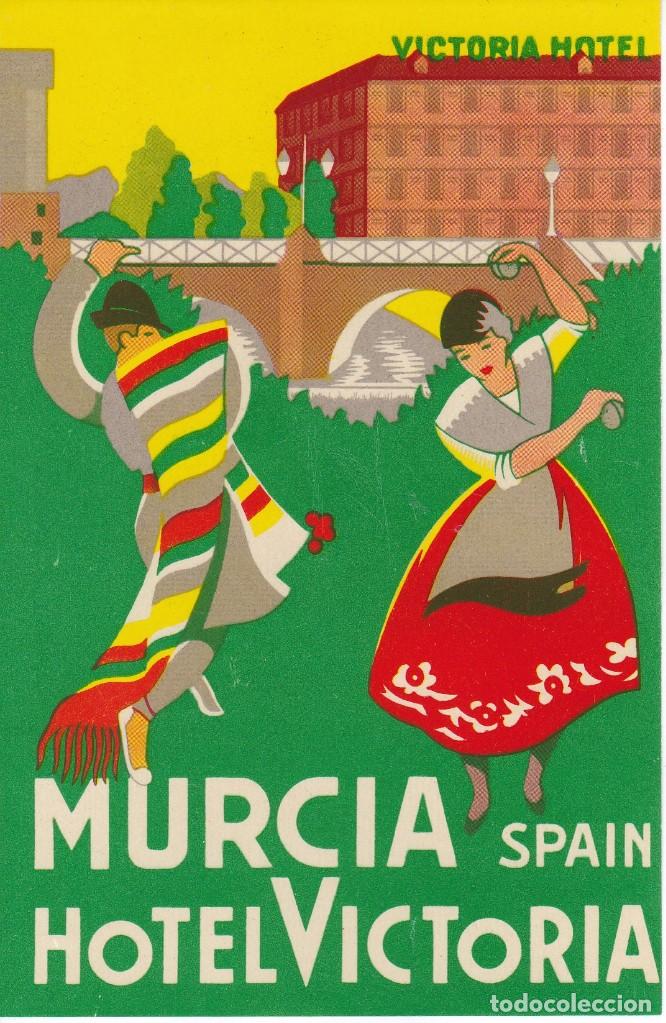 Etiquetas antiguas: ANTIGUA ETIQUETA DEL HOTEL VICTORIA DE MURCIA