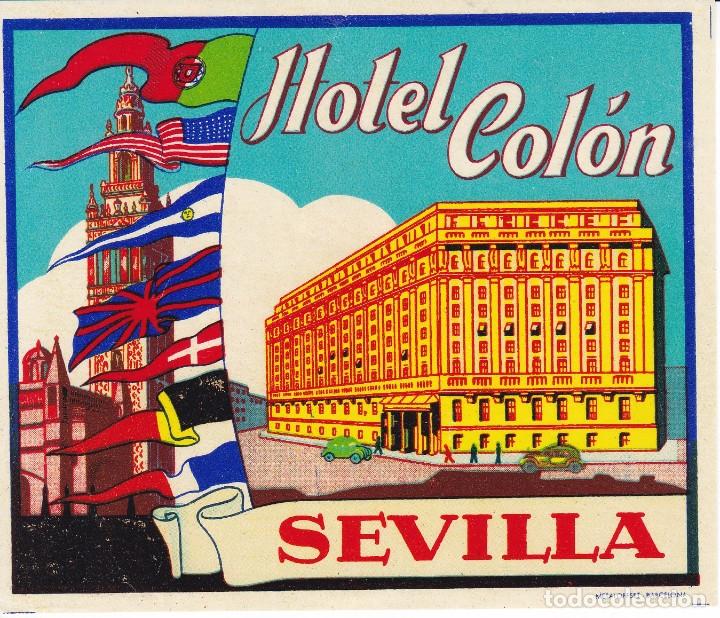 Etiquetas antiguas: ANTIGUA ETIQUETA DEL HOTEL COLON DE SEVILLA