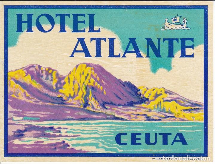 Etiquetas antiguas: ANTIGUA ETIQUETA DEL HOTEL ATLANTE DE CEUTA