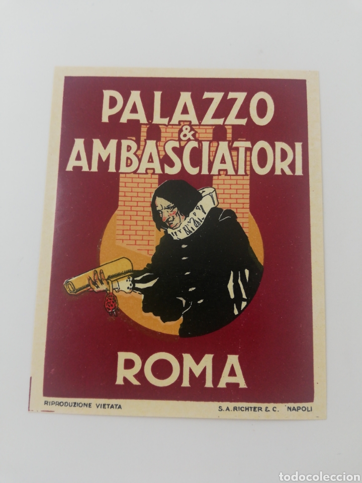 Etiquetas antiguas: ETIQUETA HOTEL PALAZZO AMBASCIATORI ROMA ITALIA LUGGAGE LABEL RICHTER