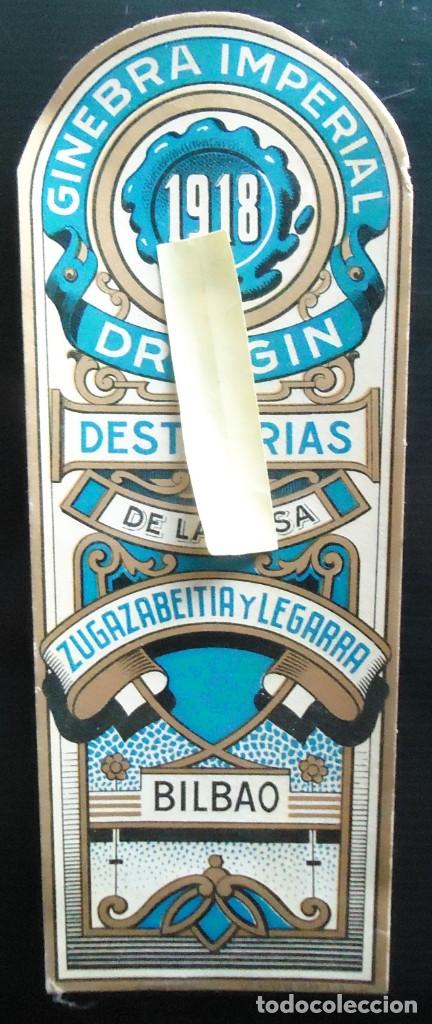Etiquetas antiguas: etiqueta vintage licor ginebra destileria zugazabeitia legarra bilbao vizcaya vasco euskadi alcohol
