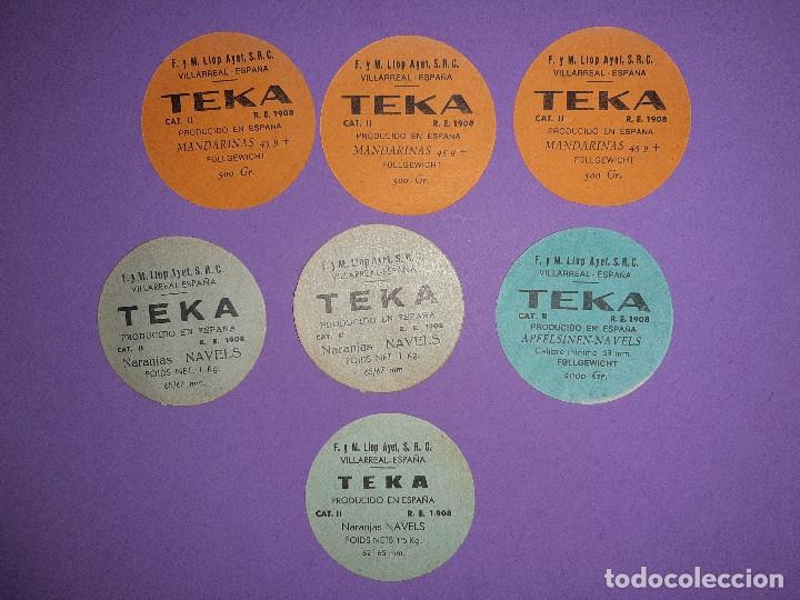 Alte Etiketten: 7 ANTIGUAS ETIQUETAS NARANJAS EXPORTACION INTERNACIOAL TEKA VILLAREAL CASTELLON