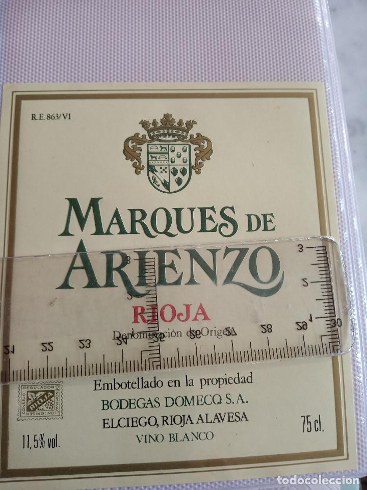 Etiquetas antiguas: etiqueta de vino marques de arienzo rioja enbotellado en la propiedad el ciego rioja alavesa blanco