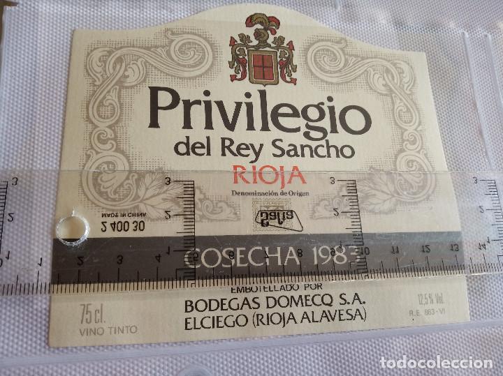 Etiquetas antiguas: etiqueta de vino privilegio del rey sancho rioja cosecha  1983  el ciego rioja alavesa