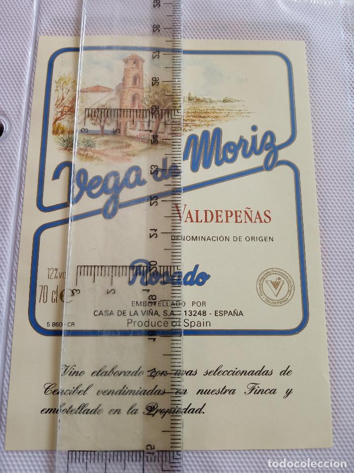 Etiquetas antiguas: etiqueta - vino vega de morig valdepe&ntilde;as - rosado -