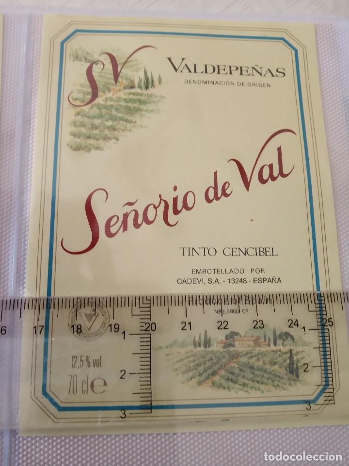 Etiquetas antiguas: etiqueta - vino se&ntilde;orio del val - valdepe&ntilde;as - tinto cenibel -