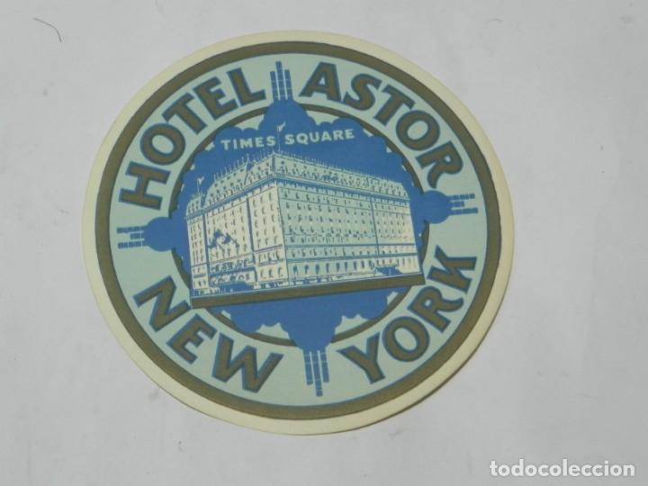 Etiquetas antiguas: ETIQUETA PARA MALETA DEL HOTEL ASTOR, NEW YORK, LUGGAGE LABEL, MIDE 10 CMS.
