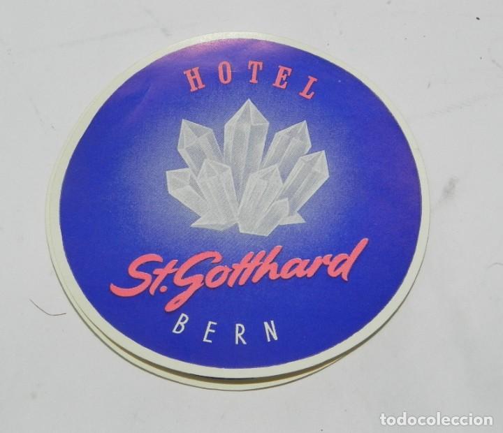 Etiquetas antiguas: ETIQUETA PARA MALETA DEL HOTEL ST. GOTTHARD, BERN, LUGGAGE LABEL, MIDE 9,5 CMS.