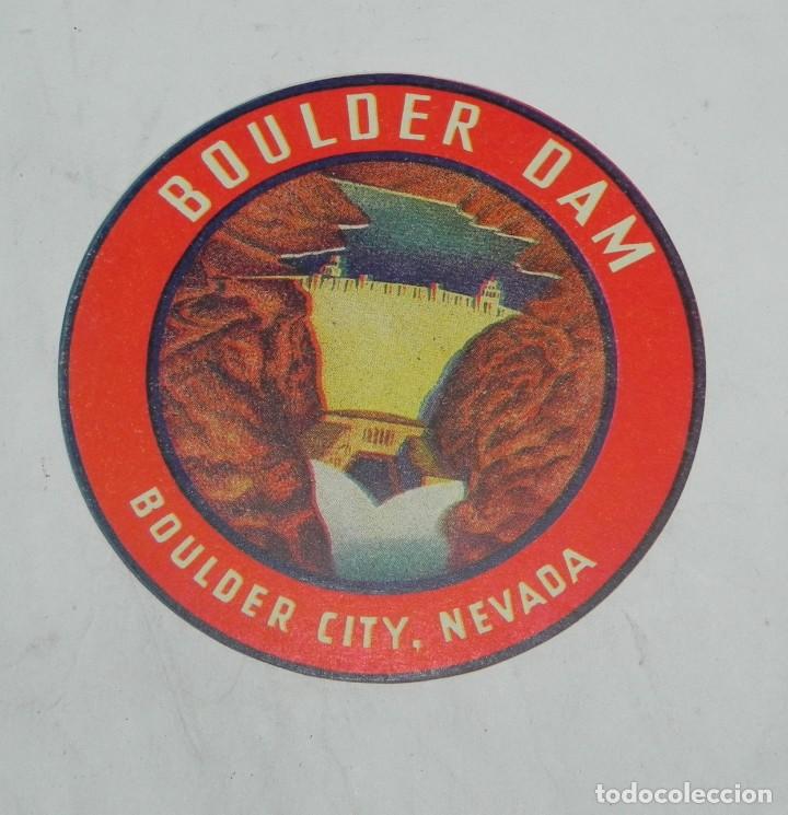Etiquetas antiguas: ETIQUETA PARA MALETA BOULDER DAM, NEVADA, LUGGAGE LABEL, MIDE 7,5 CMS.