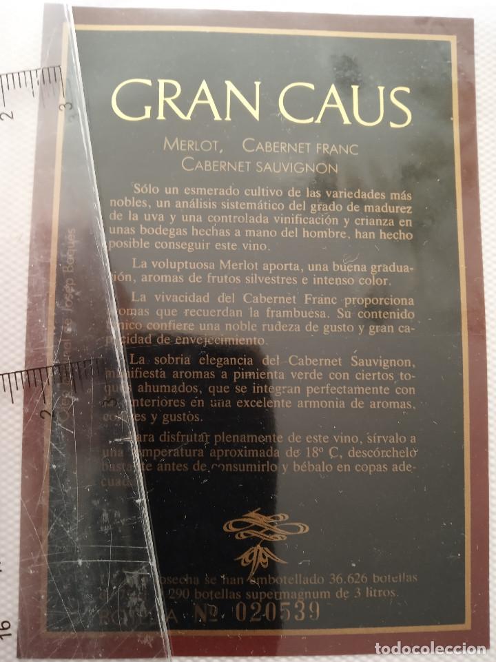 Etiquetas antiguas: etiqueta de vino numerada - gran caus - merlot cabernet franc cabernet sauvignon -