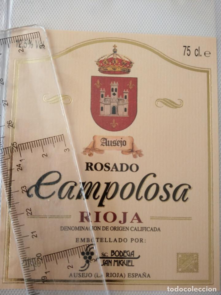 Etiquetas antiguas: etiqueta de vino - campolosa - rioja - rosado - embotellado por bodegas san miquel - ausejo