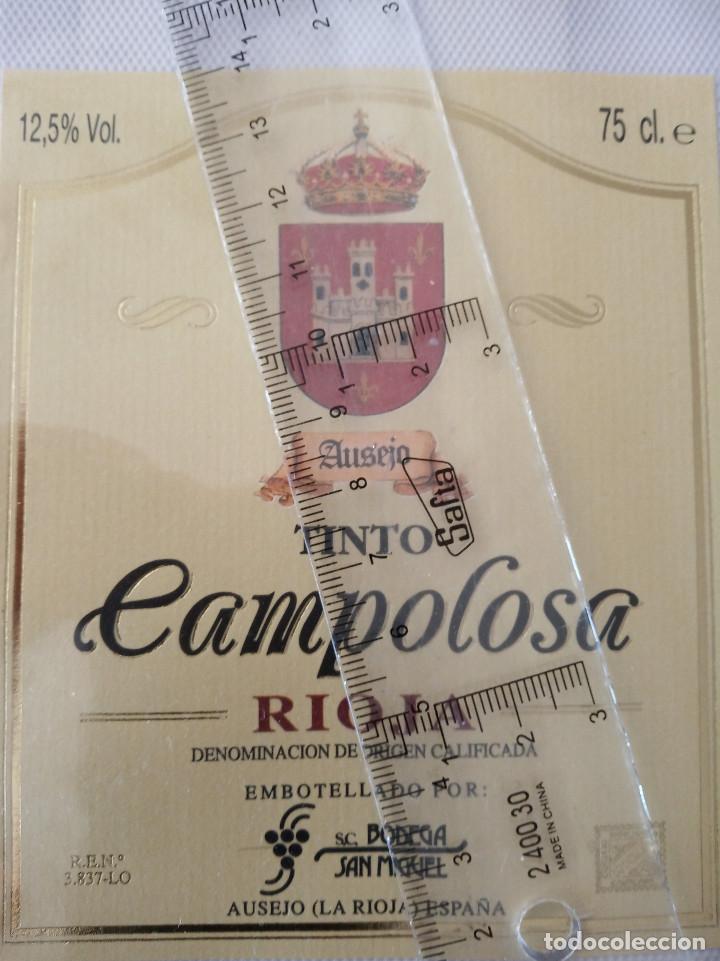 Etiquetas antiguas: etiqueta de vino - campolosa - rioja - tinto - embotellado por bodegas san miquel - ausejo