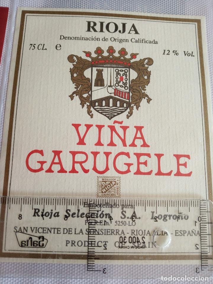 Etiquetas antiguas: etiqueta de vino - vi&ntilde;a garugele - rioja - embotellado para rioja seleccion s.a. logro&ntilde;o