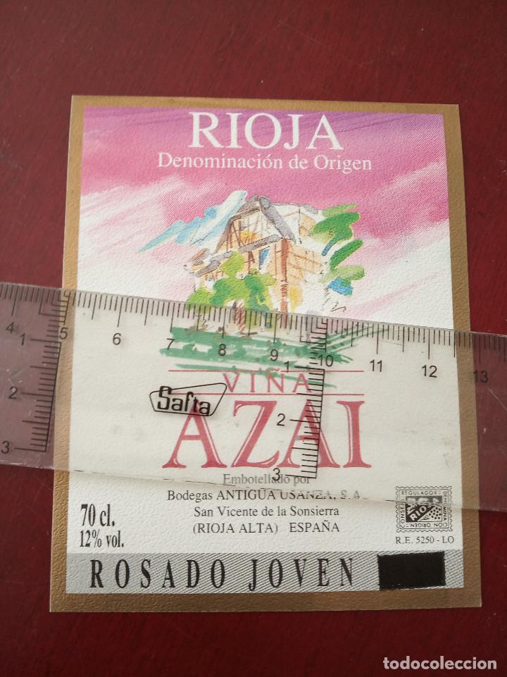 Etiquetas antiguas: etiqueta de vino - vi&ntilde;a alzai - rioja - rosado joven - embotellado por bodegas antigua usanza s.a.