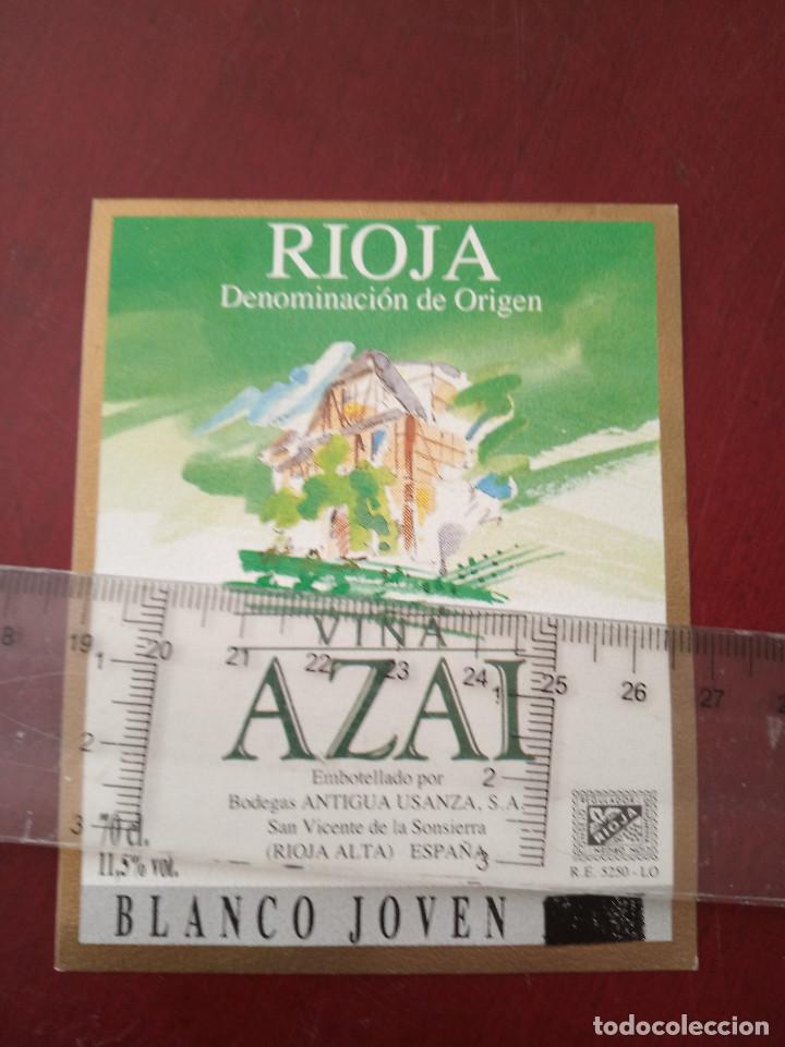 Etiquetas antiguas: etiqueta de vino - vi&ntilde;a alzai - rioja -blanco joven - embotellado por bodegas antigua usanza s.a.